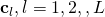 \mathbf{c}_l, l=1,2,…,L